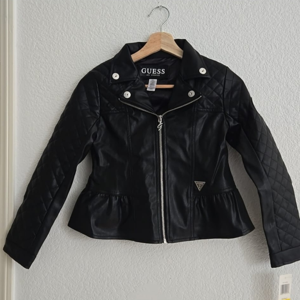 Guess Black Quilted Leather Jacket